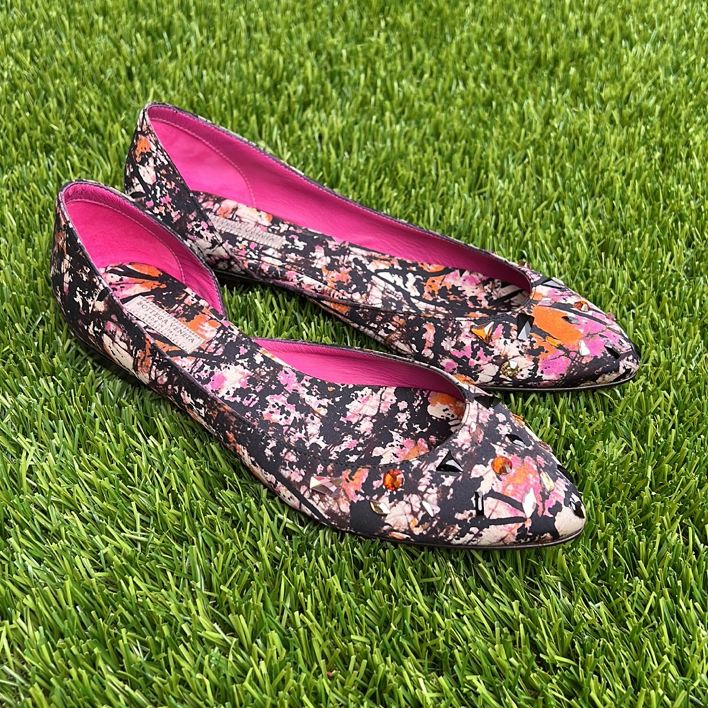 Bottega Veneta Printed Crystal Embellishments D’orsay Flat Size 35